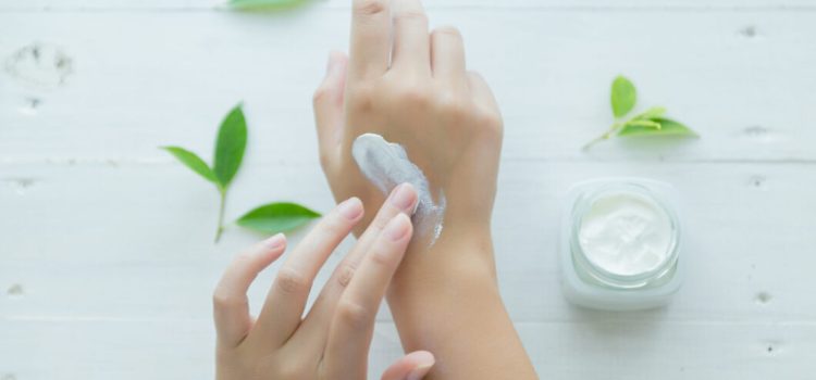 Skincare. Woman taking care of her dry complexion.